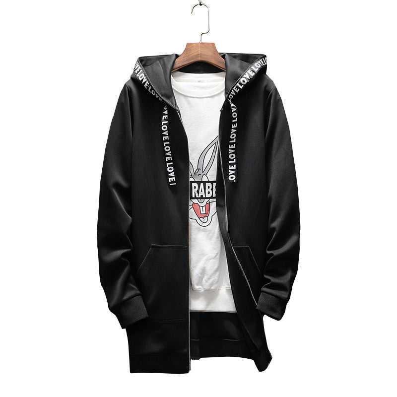Men's Fashion Solid Color Hooded Mid-Length Coat